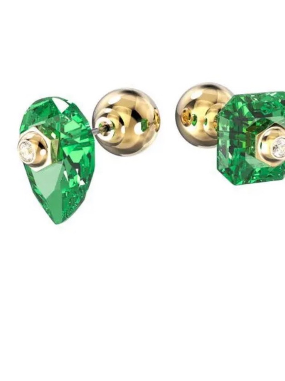 Swarovski faceted mismatch green crystal earrings .EUC